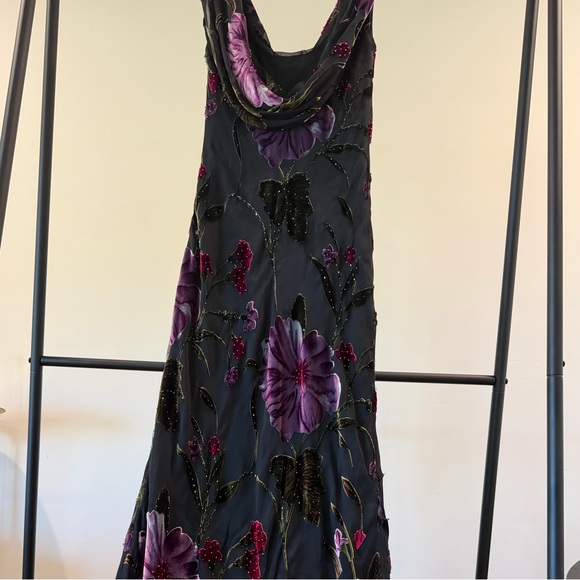 Cache Dresses & Skirts - Cache Long Black Floral Beaded Dress in size 6 (good for 5’2”-5’4”)